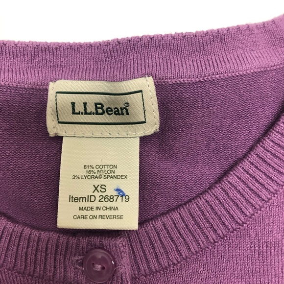 LLBean women’s top bottom up cardigan purple Sz xs - Picture 3 of 8